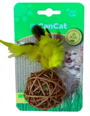 JUGUETE CANCAT OVILLO CASCABEL  CON PLUMAS