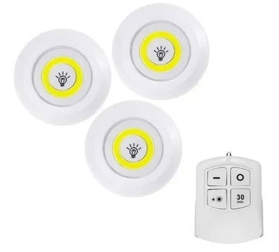 Pack de 3 luces led con control remoto