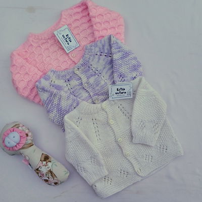Saquito tejido de lana para bebé 🧶👶
