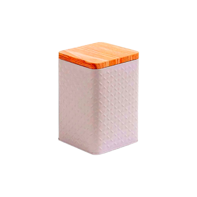 Lata organizador para cocina alacena c/tapa símil madera