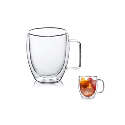 Taza doble vidrio 230ml c/asa agua café té infusiones