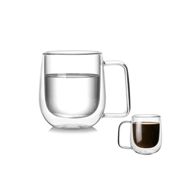 Taza doble vidrio 250ml c/ asa agua Café té infusiones