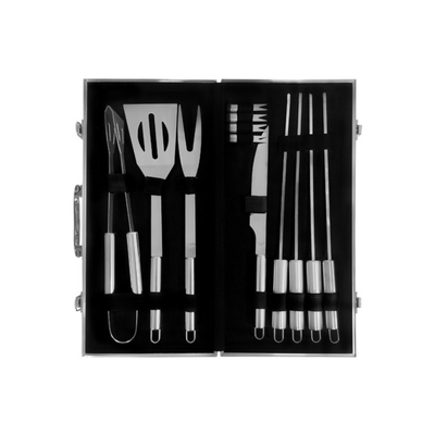 Kit asador set de parrilla 13 piezas acero inoxidable