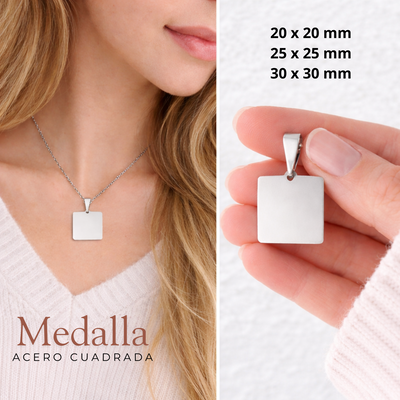 MEDALLAS ACERO CUADRADA PREMIUM