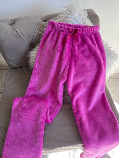 Pantalón pijama peluche fucsia 