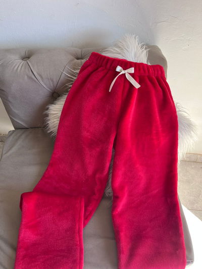 Pantalón pijama peluche rojo