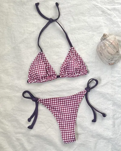 Bikini magenta cuadrillé 