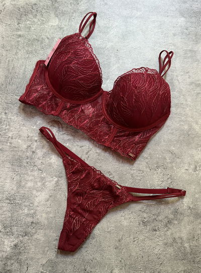 Bustier Glitter Sigry con less bordó 