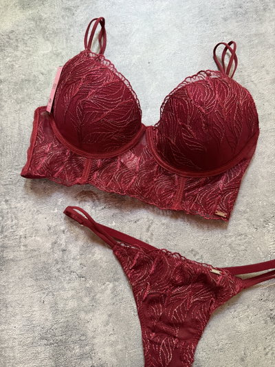 Bustier Glitter Sigry con less bordó 