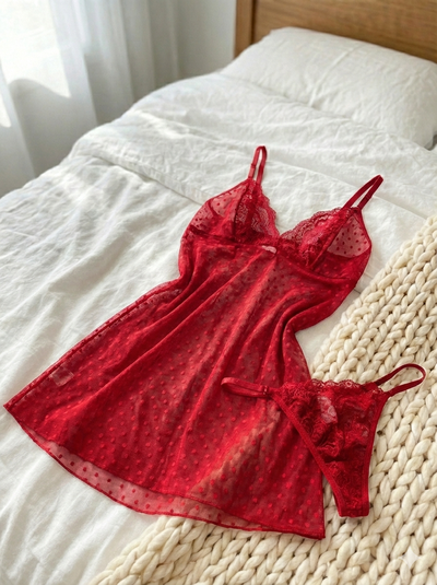 Baby doll plumetti con less Rojo