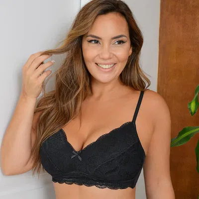 Soutien Negro Tiento encaje forrado talles grandes