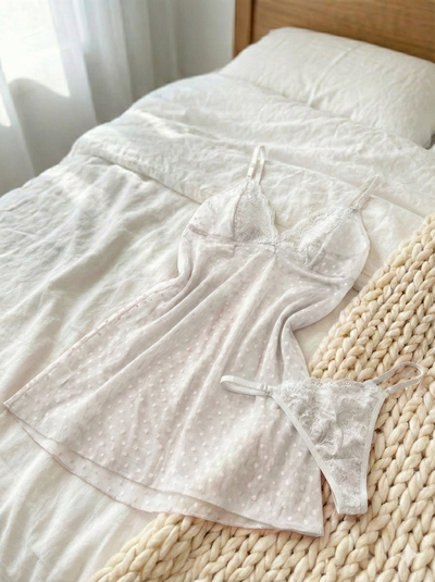 Baby doll con less plumetti blanco