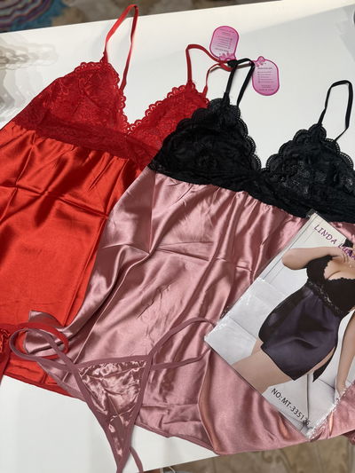 Baby doll satén San Valentín talles grandes 