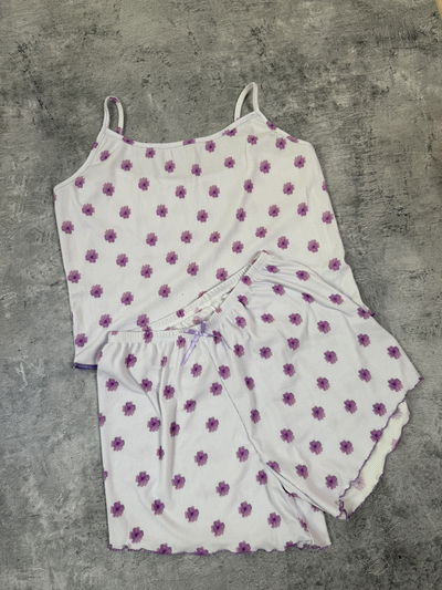 Pijama morley blanco flores lila talle 5