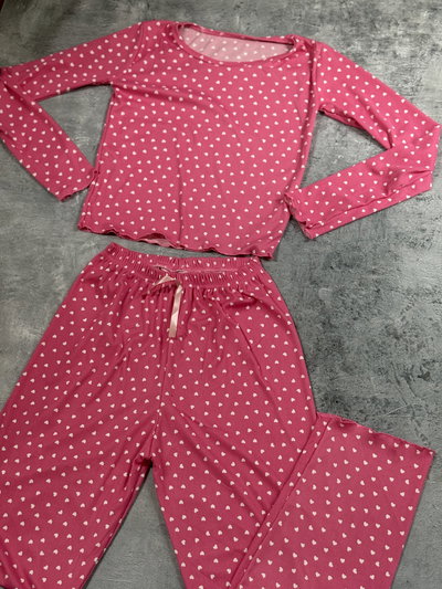 Pijama largo morley rosa/corazones 