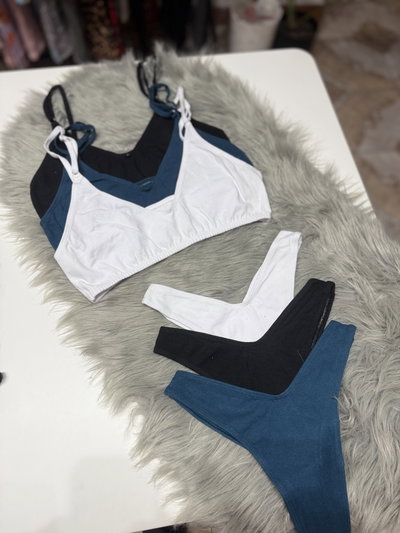 Conjunto algodón básico en V 