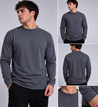 Camiseta hombre polera piel de durazno Gris