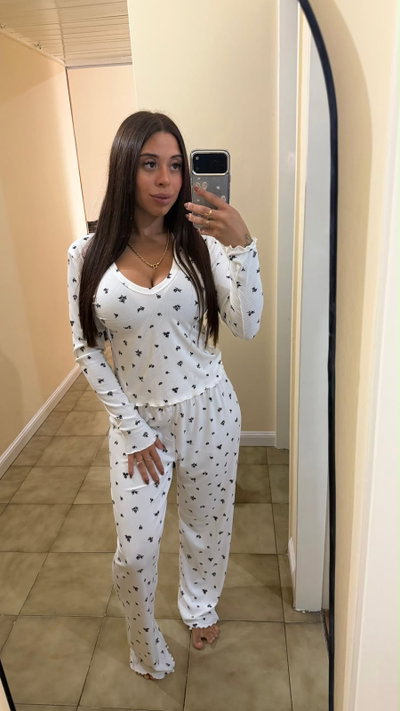 Pijama Candy blanco florcitas