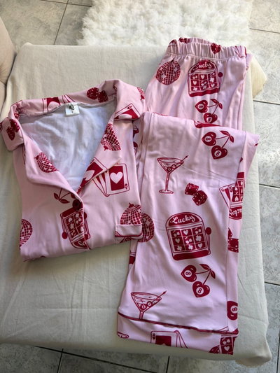 Pijama camisero rosa dibujitos 