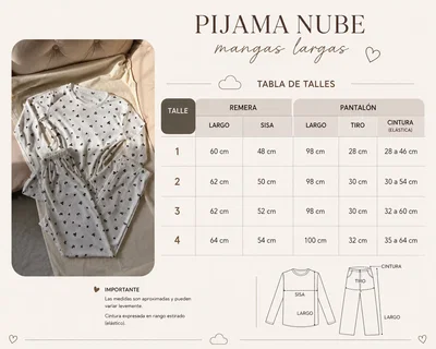 Pijama nube mangas largas modal soft rosa flores rojas
