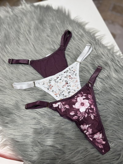 FRASHE 5011 Pack X3 de Tanga Cavada de Algodón Lycra Estampado Liberty