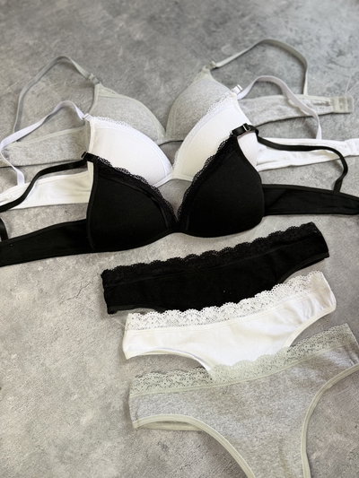 Conjunto taza soft triangulo algodón