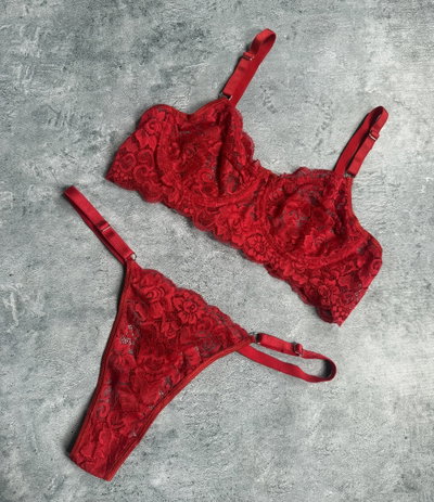 Set Rojo encaje con aro 