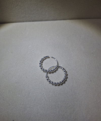 Aro argolla bolitas de plata 18mm