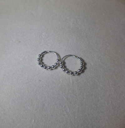 Aro argolla bolitas de plata 16mm