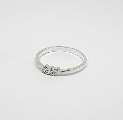 Anillo brillo doble corazon 
