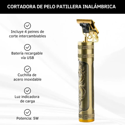  Máquina Corta Pelo - Patillera - Vintage Recargable Inalámbrica