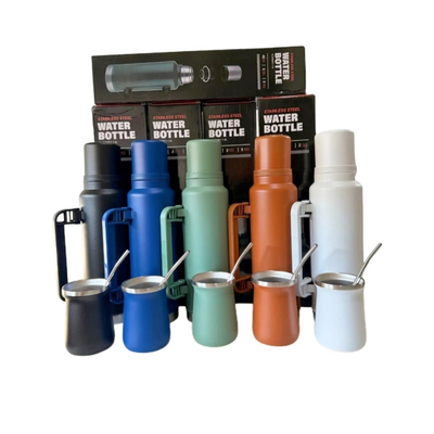 Termo Acero Inoxidable 1.3l -  Mate con Bombilla de Alta Calidad