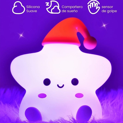 Lampara Estrella Velador de Silicona con luz led tactil