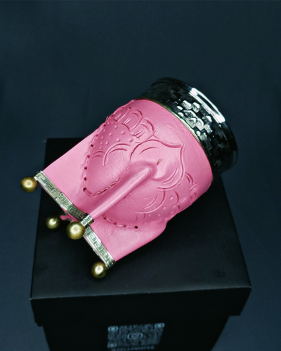Mate Imperial Calabaza Rosa con Base y Bolitas Doradas