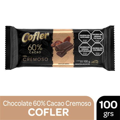 Tableta Cofler 60% cacao cremoso x100 grs
