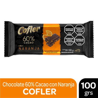 Tableta Cofler 60% cacao Naranja x100 grs
