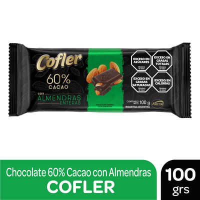 Tableta Cofler 60% Almendras x100 grs