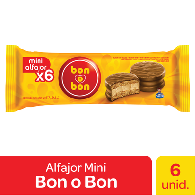 Alfajor bon o bon mini x 6 unidades