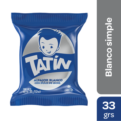Alfajor Tatin simple blanco x33 grs