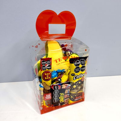 Caja Cristal con Peluche y chocolates