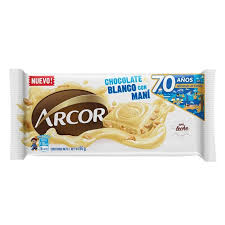 Choc.Arcor Blanco con mani x95 grs