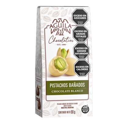 PISTACHOS BAÑADOS EN CHOCOLATE BLANCO X 90 GR