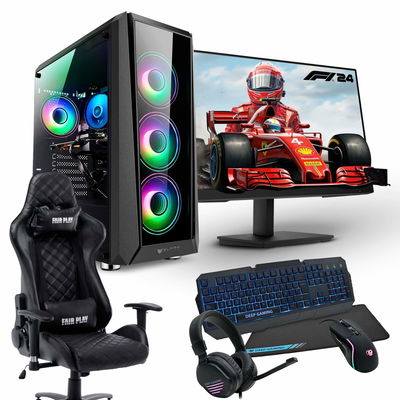 Pc completa Amd Ryzen 3200g + Monitor Samsung 24" + Silla gamer+ Kit teclado y mouse gamer