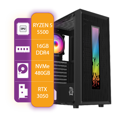 PC Armada AMD Ryzen 5 5500 | B550 | 16GB RAM | 3050 | 1TB SSD | 650w 80+