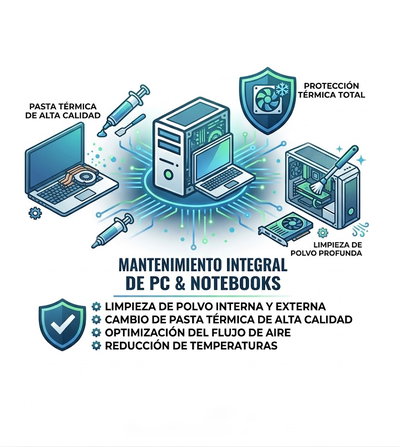 Limpieza integral de PC y Notebooks - Cambio de Pasta termica