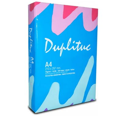 RESMA PAPEL A4 EN 70 GRAMOS DUPLITUC x 500 HOJAS 