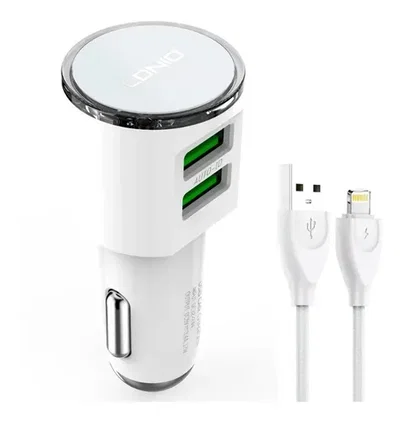 CARGADOR PARA AUTO CON CABLE IPHONE LDNIO DL-C29 3.4A