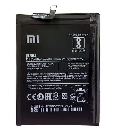 BATERIA XIAOMI BN52 REDMI 9S NOTE 9 PRO NOTE 9 PRO MAX