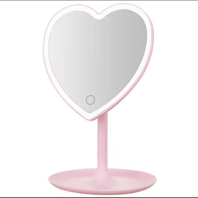 ESPEJO DE MESA CON LUZ LED CORAZON