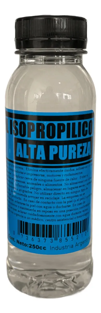 Alcohol Isopropílico 250cc (1/4 Litro) - Alta Pureza 99.9% Liniers